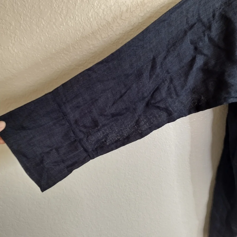 NWT PUA Naturally Hand Woven Linen Cardigan Black Lagenlook Sz S